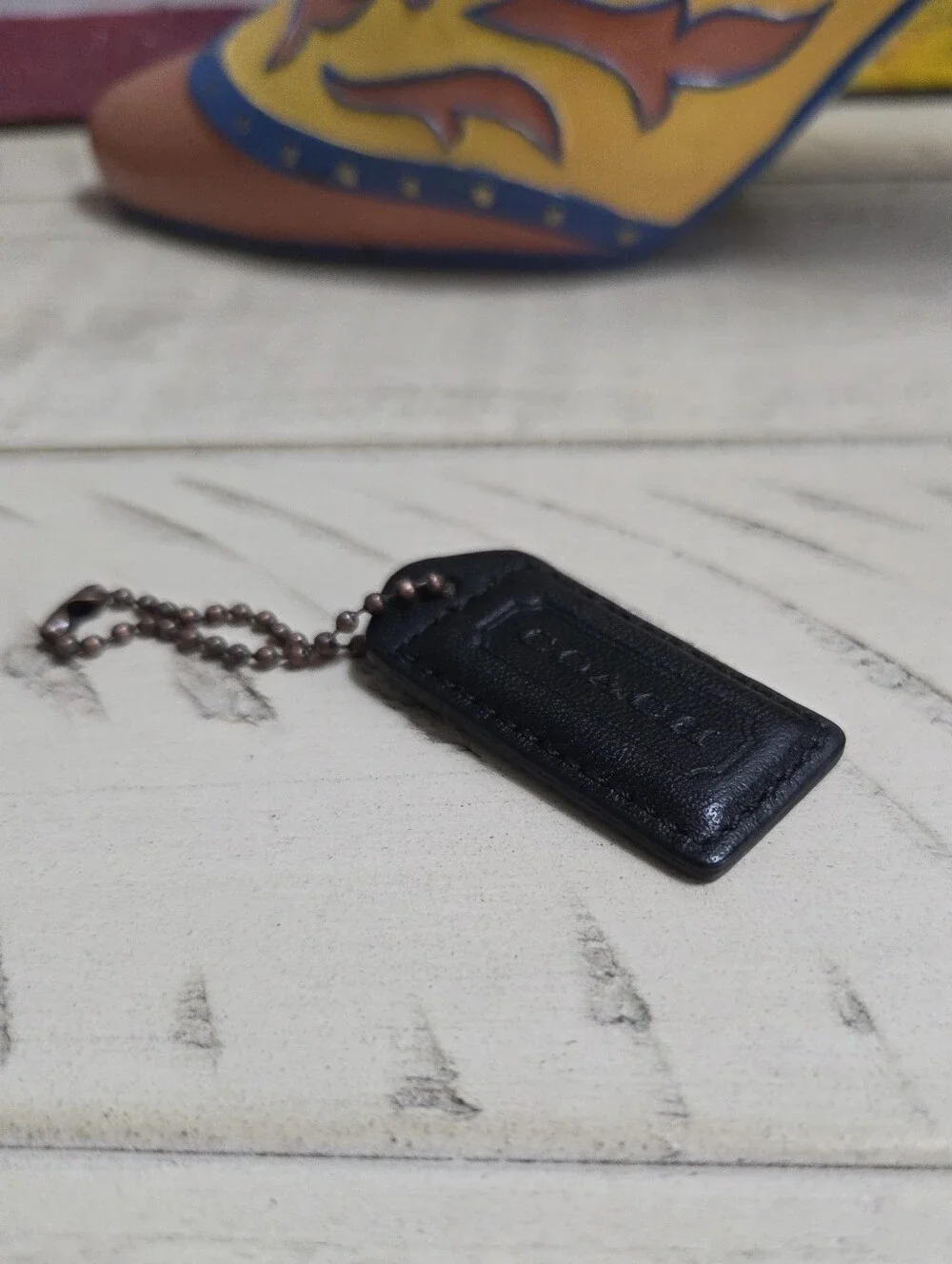 Coach Black Leather HangTag, EUC